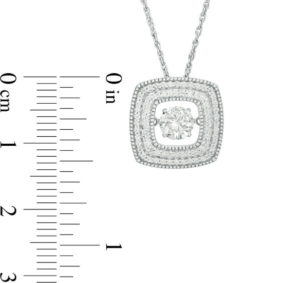 Unstoppable Love™ Lab-Created White Sapphire and 0.18 CT. T.W. Diamond Double Row Square Pendant in Sterling Silver