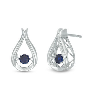 Unstoppable Love™ Lab-Created Blue Sapphire Solitaire Teardrop Earrings in Sterling Silver