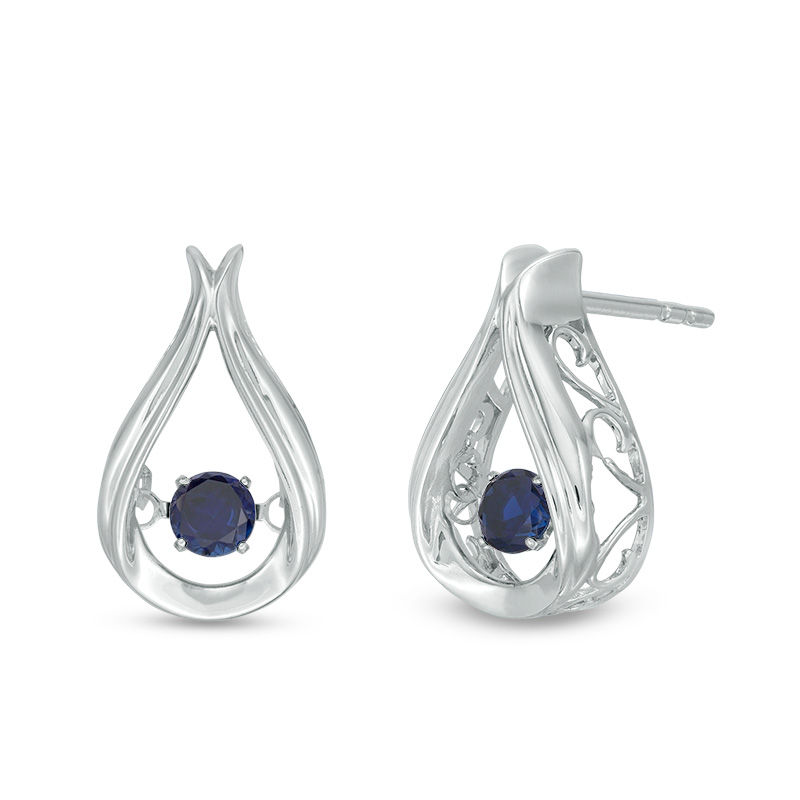 Unstoppable Love™ Lab-Created Blue Sapphire Solitaire Teardrop Earrings in Sterling Silver|Peoples Jewellers