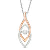 Unstoppable Love™ Lab-Created White Sapphire and 0.09 CT. T.W. Diamond Pendant in Sterling Silver and 10K Rose Gold