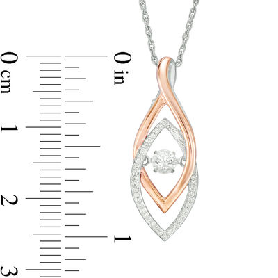 Unstoppable Love™ Lab-Created White Sapphire and 0.09 CT. T.W. Diamond Pendant in Sterling Silver and 10K Rose Gold