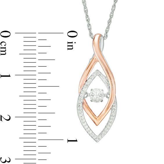 Unstoppable Love™ Lab-Created White Sapphire and 0.09 CT. T.W. Diamond Pendant in Sterling Silver and 10K Rose Gold