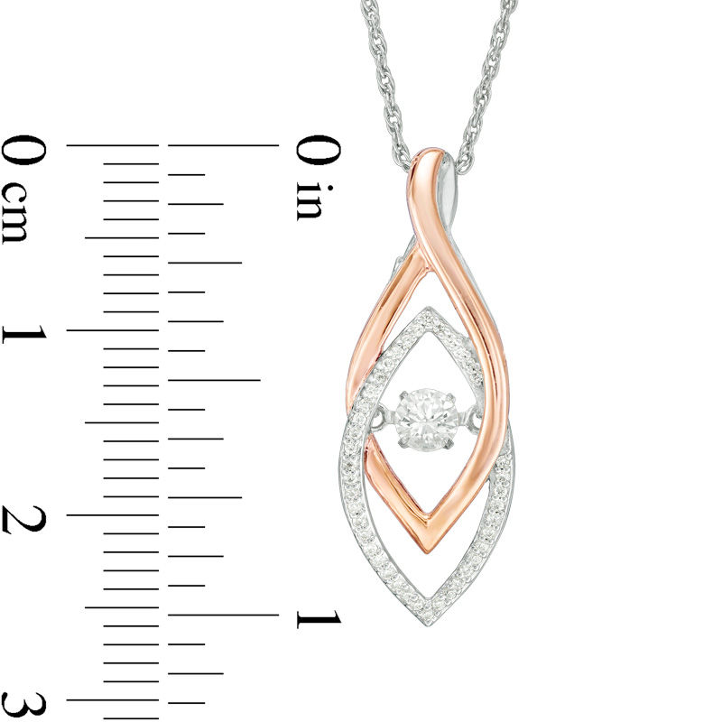 Unstoppable Love™ Lab-Created White Sapphire and 0.09 CT. T.W. Diamond Pendant in Sterling Silver and 10K Rose Gold|Peoples Jewellers