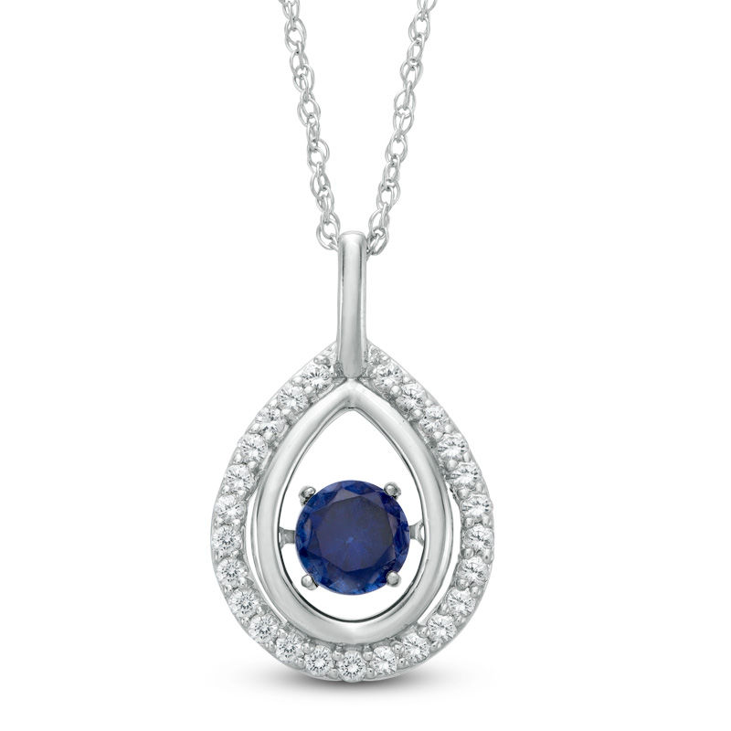 Unstoppable Love™ 5.7mm Lab-Created Blue and White Sapphire Teardrop Pendant in Sterling Silver|Peoples Jewellers