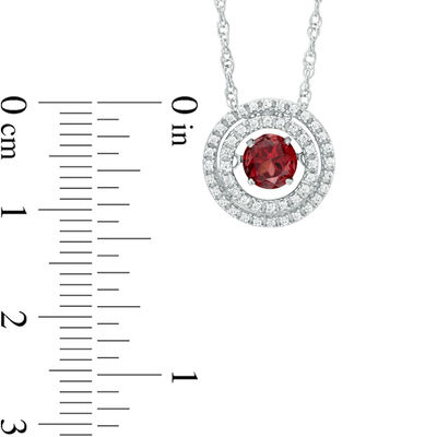 Unstoppable Love™ 5.0mm Garnet and 0.15 CT. T.W. Diamond Double Row Circle Pendant in Sterling Silver