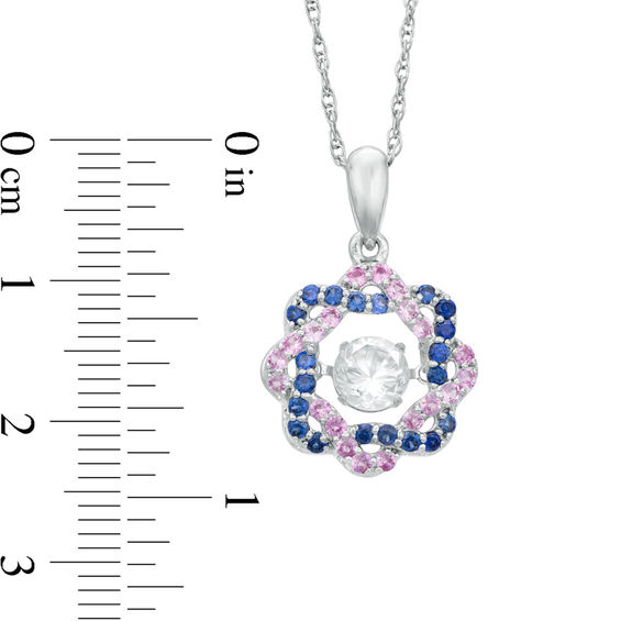 Unstoppable Love™ Lab-Created White, Blue and Pink Sapphire Woven Wreath Pendant in Sterling Silver