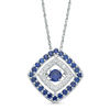 Unstoppable Love™ Lab-Created Blue and White Sapphire Tilted Square Pendant in Sterling Silver