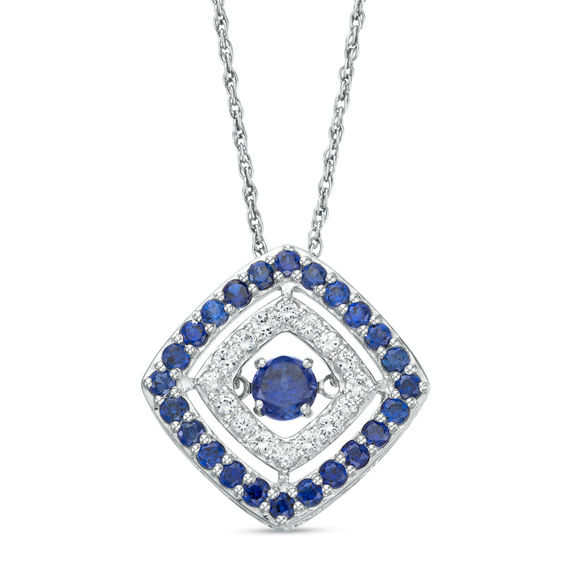 Unstoppable Love™ Lab-Created Blue and White Sapphire Tilted Square ...