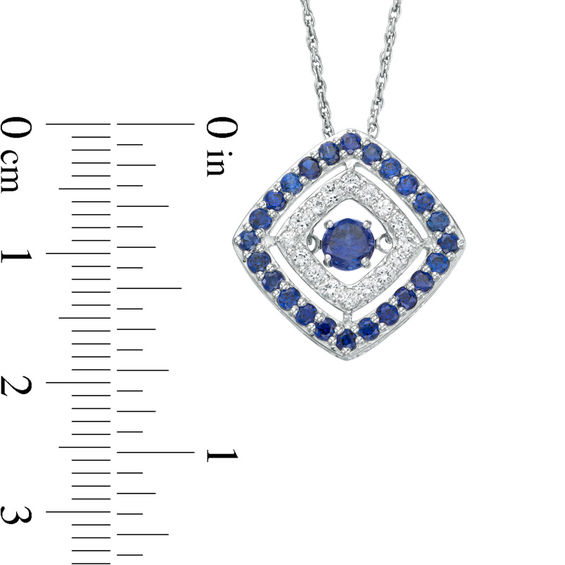 Unstoppable Love™ Lab-Created Blue and White Sapphire Tilted Square Pendant in Sterling Silver