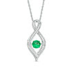 Unstoppable Love™ 4.5mm Lab-Created Emerald and 0.11 CT. T.W. Diamond Infinity Flame Pendant in Sterling Silver