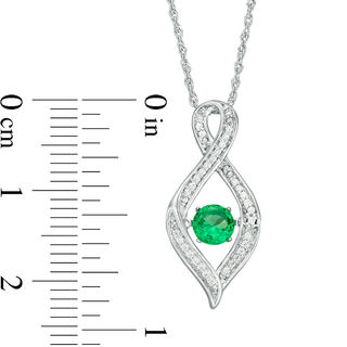 Unstoppable Love™ 4.5mm Lab-Created Emerald and 0.11 CT. T.W. Diamond Infinity Flame Pendant in Sterling Silver