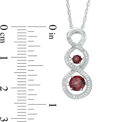 Unstoppable Love™ Garnet and 0.11 CT. T.W. Diamond Cascading Infinity Pendant in Sterling Silver