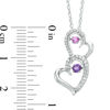 Unstoppable Love™ Amethyst, Lab-Created Pink Sapphire and 0.15 CT. T.W. Diamond Hearts Pendant in Sterling Silver