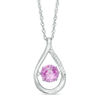 Unstoppable Love™ 6.5mm Lab-Created Pink Sapphire and Diamond Accent Teardrop Pendant in Sterling Silver