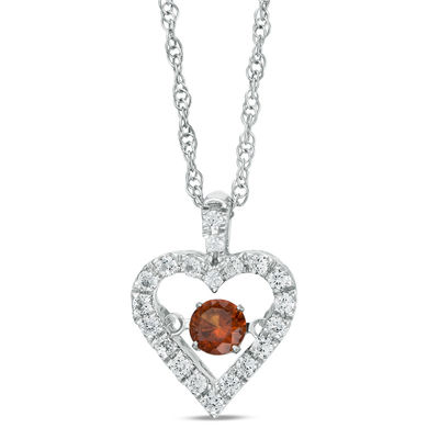 Unstoppable Love™ Garnet and Lab-Created White Sapphire Heart Pendant in Sterling Silver