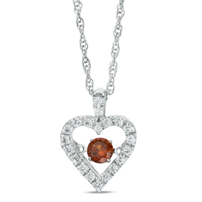 Unstoppable Love™ Garnet and Lab-Created White Sapphire Heart Pendant in Sterling Silver|Peoples Jewellers