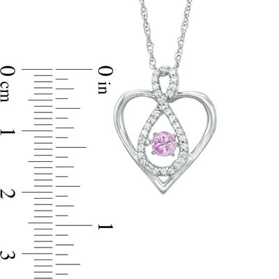 Unstoppable Love™ 4.0mm Lab-Created Pink and White Sapphire Infinity in Heart Pendant in Sterling Silver