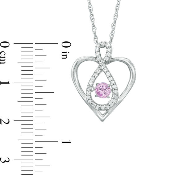 Unstoppable Love™ 4.0mm Lab-Created Pink and White Sapphire Infinity in Heart Pendant in Sterling Silver