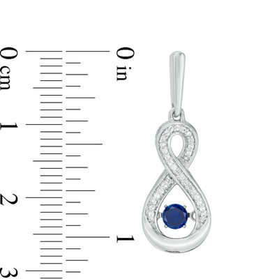 Unstoppable Love™ Lab-Created Blue Sapphire and 0.09 CT. T.W. Diamond Infinity Drop Earrings in Sterling Silver