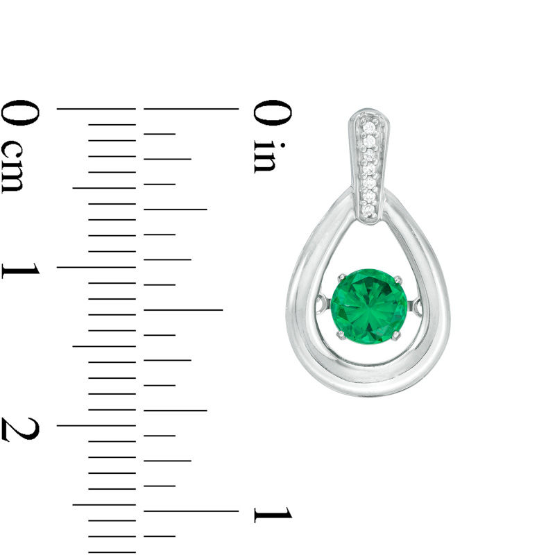 Unstoppable Love™ 5.0mm Lab-Created Emerald and 0.04 CT. T.W. Diamond Doorknocker Teardrop Earrings in Sterling Silver|Peoples Jewellers