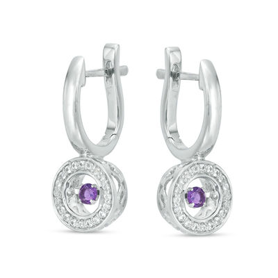 Unstoppable Love™ Amethyst and Lab-Created White Sapphire Circle Drop Earrings in Sterling Silver