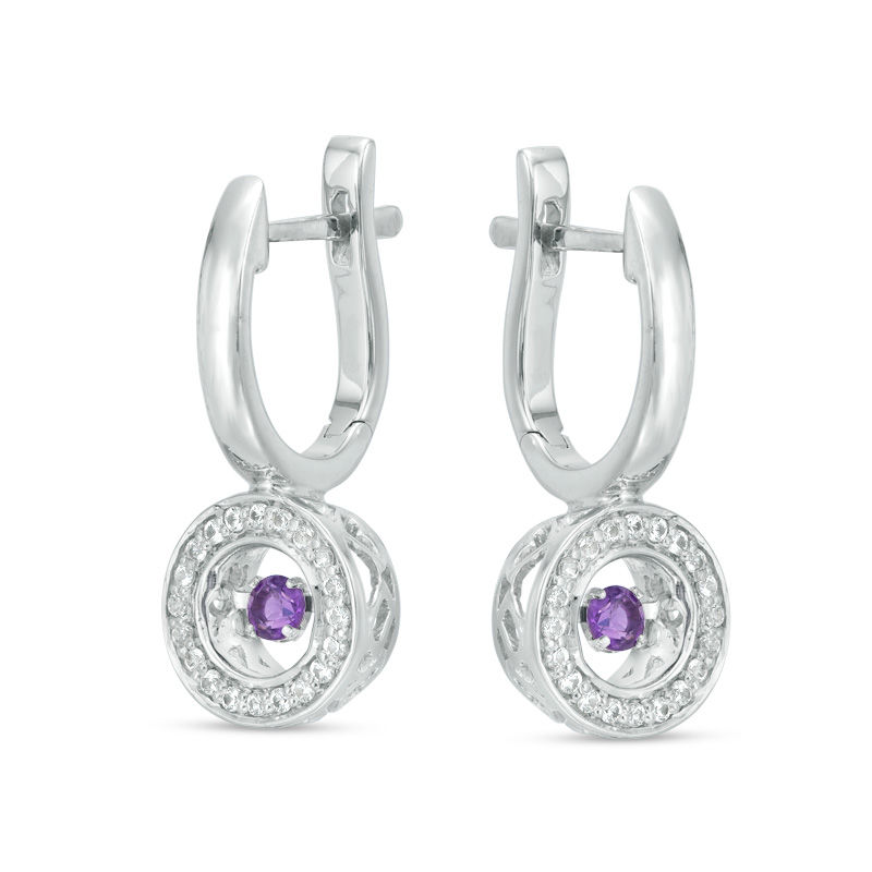 Unstoppable Love™ Amethyst and Lab-Created White Sapphire Circle Drop Earrings in Sterling Silver|Peoples Jewellers