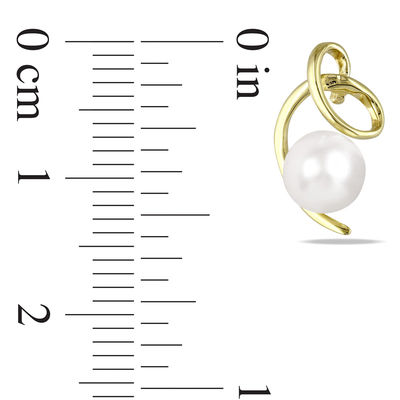 5.5-6.0mm Button Freshwater Cultured Pearl Abstract Stud Earrings in 10K Gold