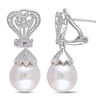 Thumbnail Image 0 of 10.0-10.5mm Baroque Freshwater Cultured Pearl and 0.06 CT. T.W. Diamond Vintage-Style Drop Earrings in Sterling Silver