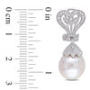 Thumbnail Image 1 of 10.0-10.5mm Baroque Freshwater Cultured Pearl and 0.06 CT. T.W. Diamond Vintage-Style Drop Earrings in Sterling Silver