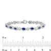 Oval Lab-Created Blue and White Sapphire Frame Bracelet in Sterling Silver - 7.5"