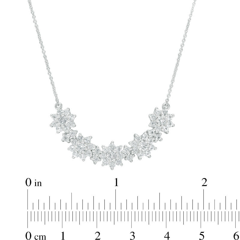 Lab-Created White Sapphire Flower Choker Necklace in Sterling Silver - 16"|Peoples Jewellers