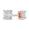 Thumbnail Image 0 of 0.085 CT. T.W. Diamond Miracle Solitaire Stud Earrings in 10K Rose Gold