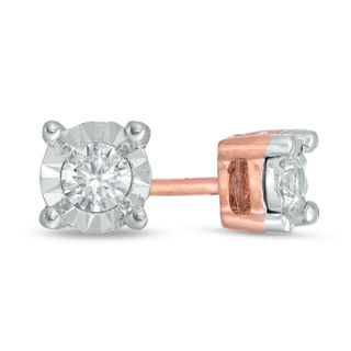 0.085 CT. T.W. Diamond Miracle Solitaire Stud Earrings in 10K Rose Gold