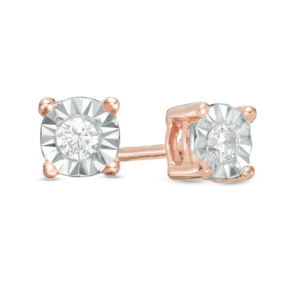 0.145 CT. T.W. Diamond Solitaire Stud Earrings in 10K Rose Gold