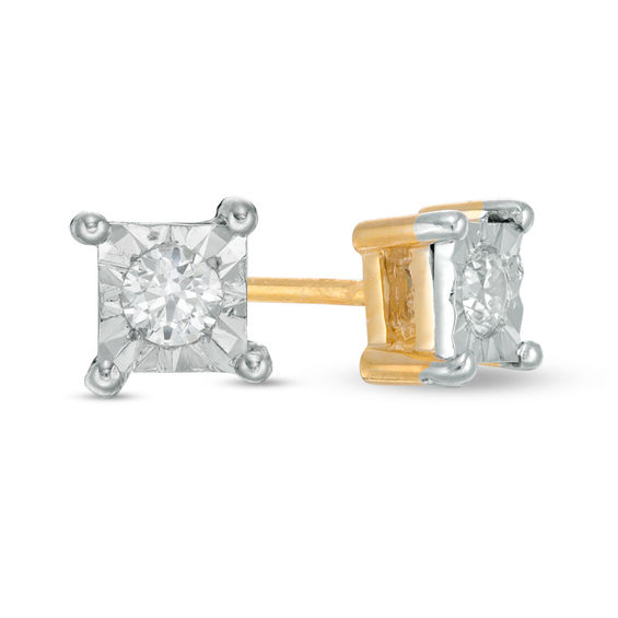 CT. T.W. Diamond Solitaire Square Stud Earrings in 10K Gold