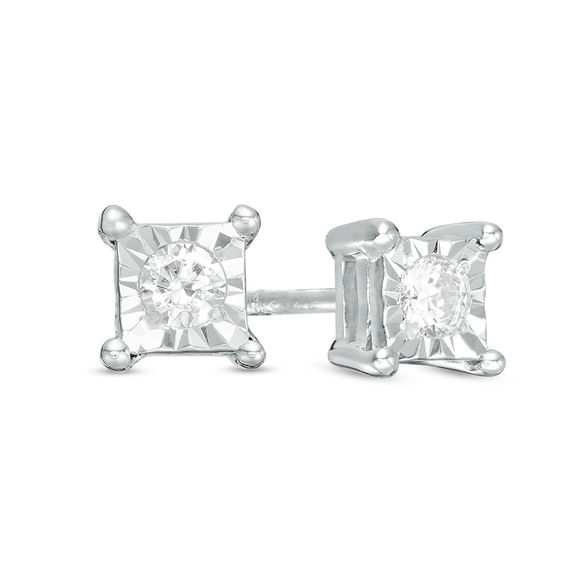 CT. T.W. Diamond Solitaire Square Stud Earrings in 10K Gold