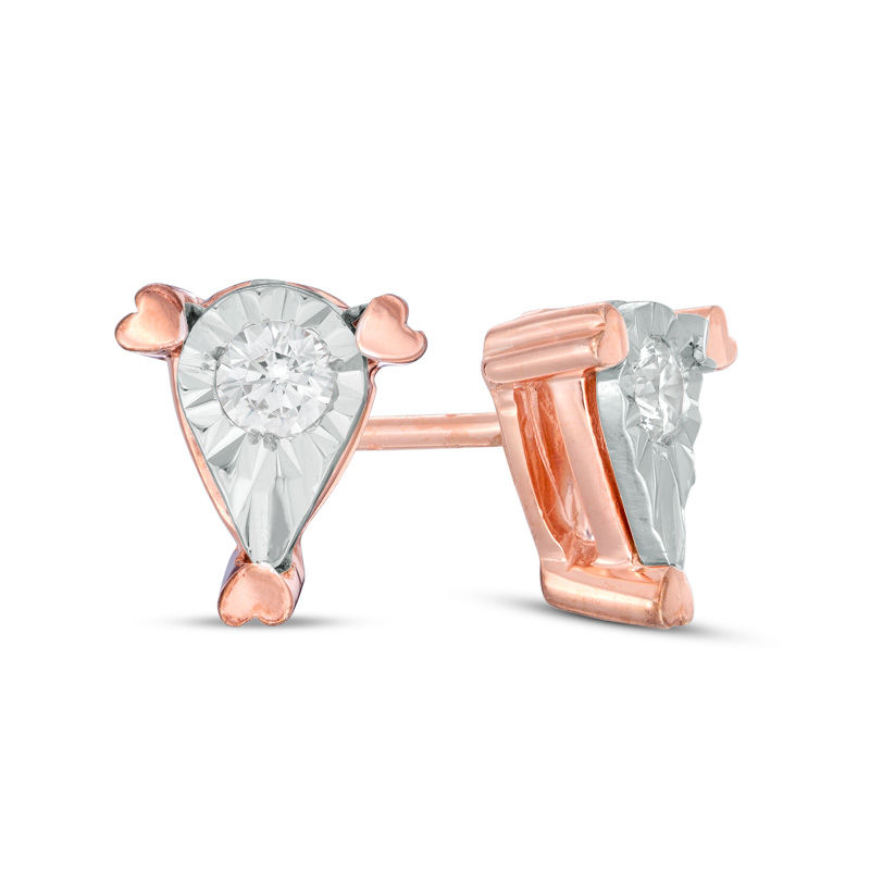 CT. T.W. Diamond Solitaire Pear-Shaped Stud Earrings in 10K Rose Gold|Peoples Jewellers