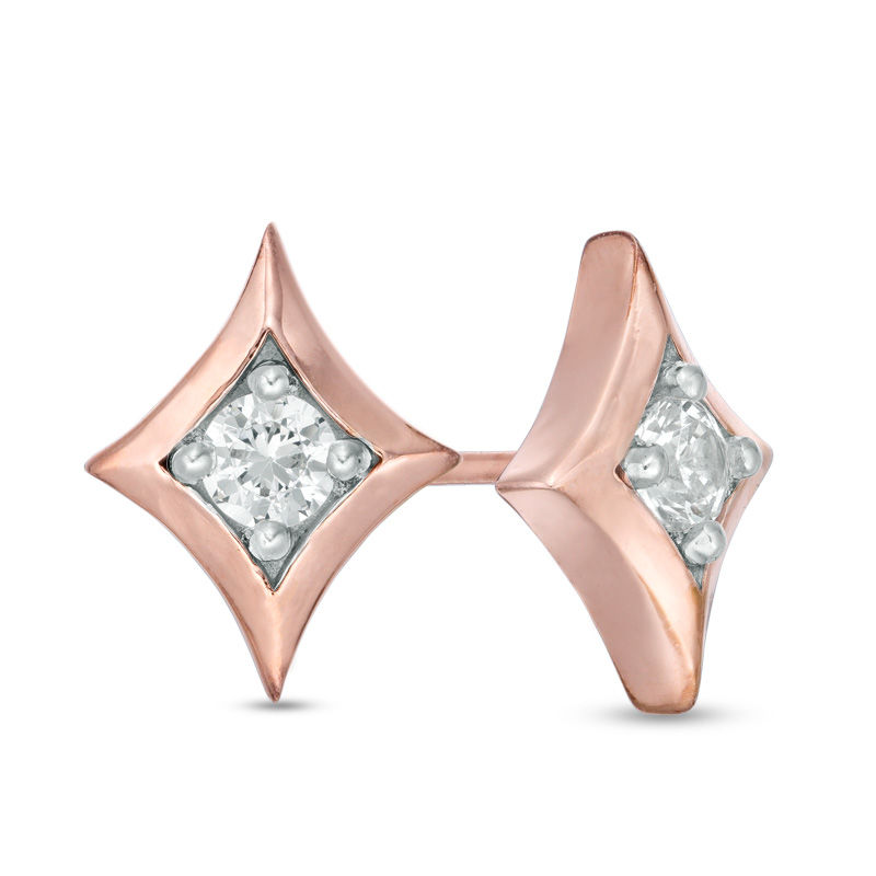 0.23 CT. T.W. Diamond Solitaire Star Stud Earrings in 10K Rose Gold