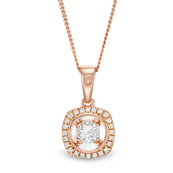 Magnificence™ 0.15 CT. T.W. Diamond Cushion Frame Pendant in 10K Rose ...