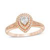 Thumbnail Image 1 of 0.45 CT. T.W. Diamond Double Pear-Shaped Frame Vintage-Style Engagement Ring in 14K Rose Gold