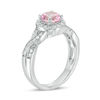 7.0mm Lab-Created Pink Sapphire and 0.23 CT. T.W. Diamond Braid Engagement Ring in Sterling Silver