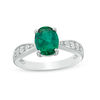 Thumbnail Image 0 of Oval Lab-Created Emerald and White Sapphire Ring in Sterling Silver