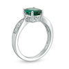 Thumbnail Image 1 of Oval Lab-Created Emerald and White Sapphire Ring in Sterling Silver