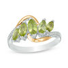 Thumbnail Image 1 of Marquise Peridot and 0.046 CT. T.W. Diamond Five Stone Ring in Sterling Silver and 14K Gold