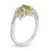 Thumbnail Image 2 of Marquise Peridot and 0.046 CT. T.W. Diamond Five Stone Ring in Sterling Silver and 14K Gold