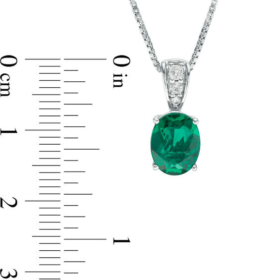 Oval Lab-Created Emerald and White Sapphire Pendant in Sterling Silver