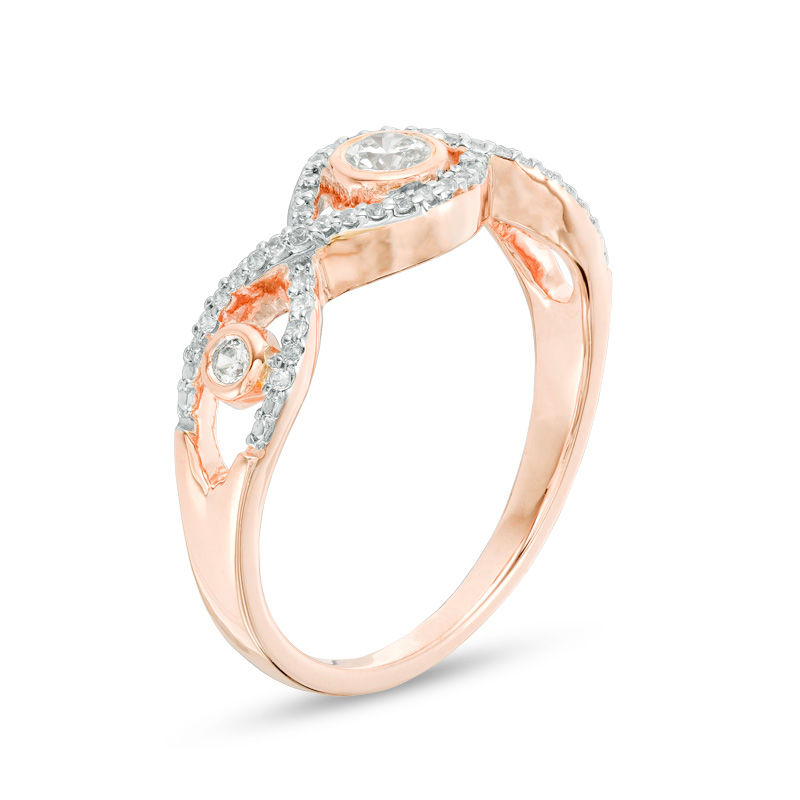 0.23 CT. T.W. Diamond Three Stone Twist Ring in 10K Rose Gold|Peoples Jewellers