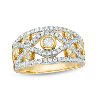 0.45 CT. T.W. Diamond Wave Ring in 10K Gold