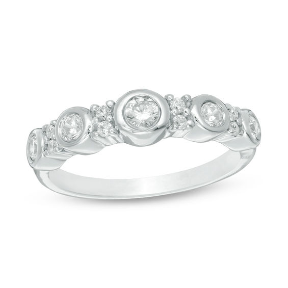 0.37 CT. T.W. Diamond Alternating Anniversary Band in 10K White Gold