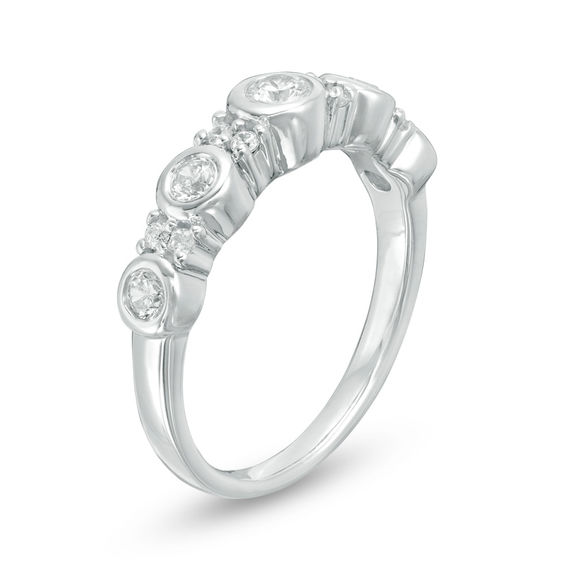 0.37 CT. T.W. Diamond Alternating Anniversary Band in 10K White Gold